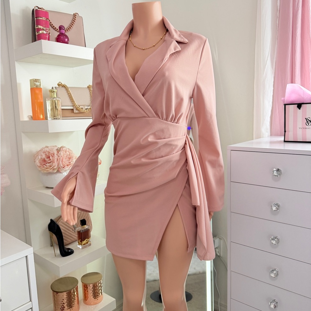 Elegant Pink Wrap Dress